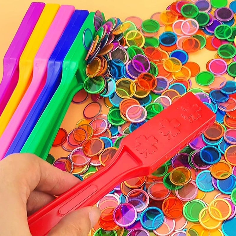 Dacefloy Store Magnetic Bingo Chips 600 Pieces Plastic Transparent Game Tokens with Metal Rings - Mix 6 Colors - Image 3